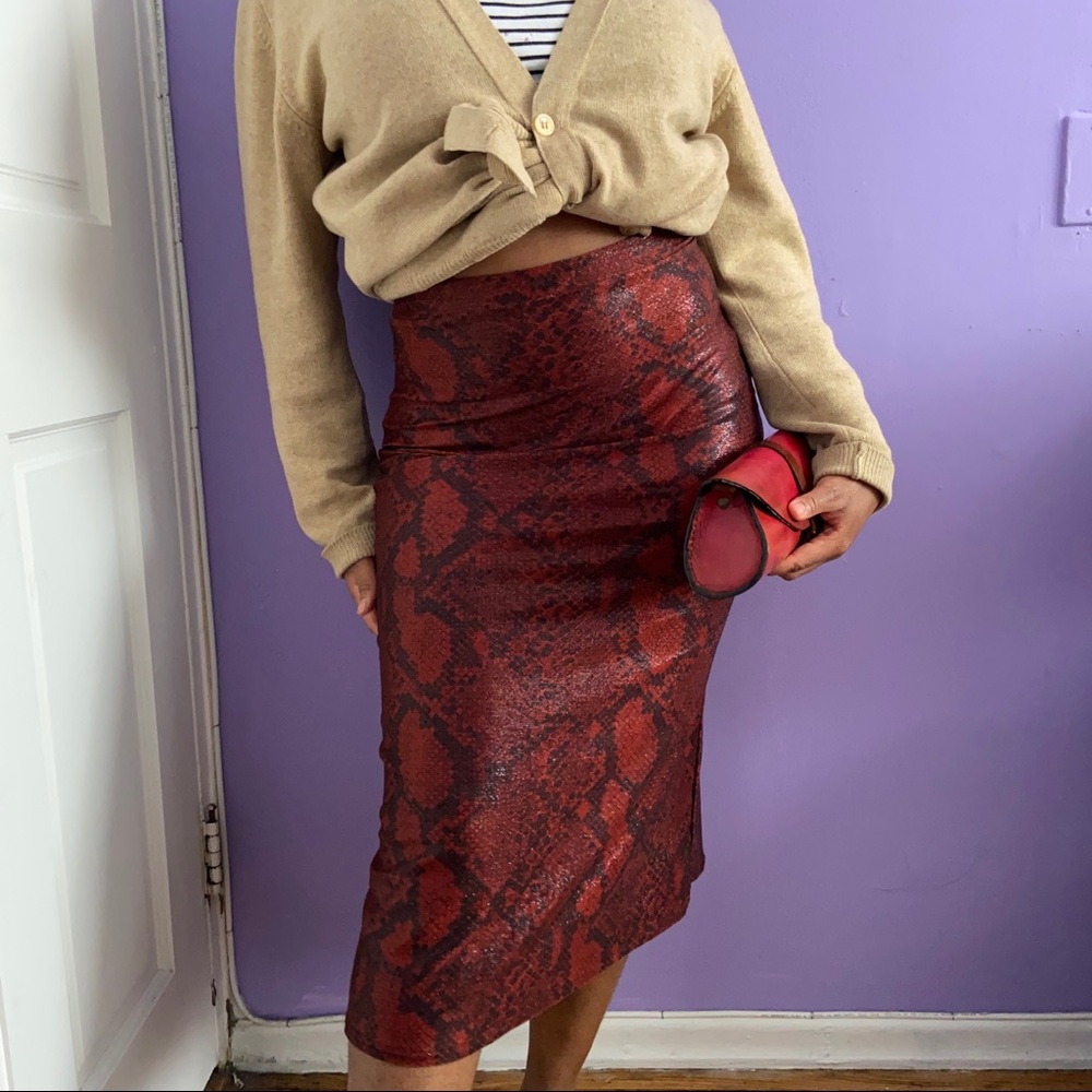 Red snakeskin skirt